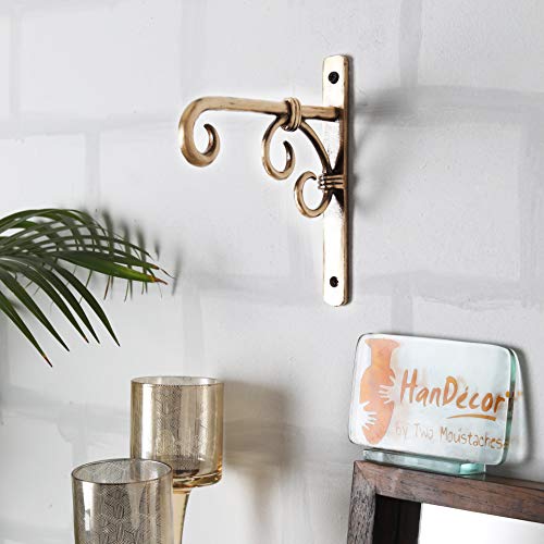 Two Moustaches Brass Wall Lantern Diya Hanger, Planter Hangers, Lanterns Wind Chimes Hanging Baskets Ornaments, Diya Hanger Brass, Pack of 1(6.5 x 1 x 7 Inches, Brown)