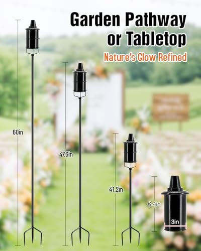 4 Pcs 59In High 16oz Metal Citronella Torches for Outside Garden Decor