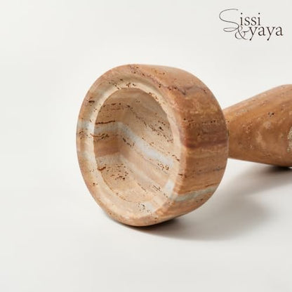 Sissi & yaya Marble Incense Burner with Brass Cover, 11 x 3.8 inches, Multi-Purpose Holder for Cones, Coils and Sticks (Light Brown) - color: Light Brown