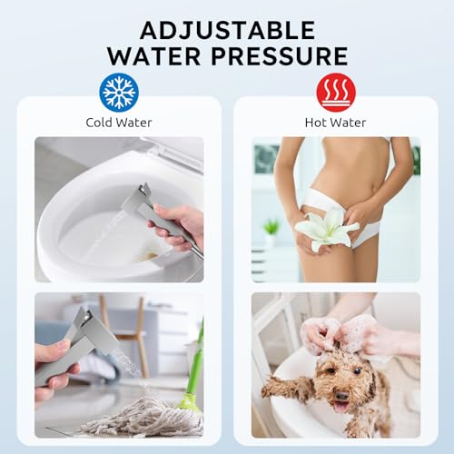 Arofa Built-in Hot and Cold Bidet Sprayer for Toilet, Warm Water Bidet - color: Brushed Nickel, size: Built-in Hot & Cold Water Modes-Square