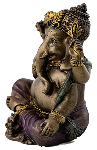 Top Collection Mini Ganesh Statue - Ganesha Lord of Success Sculpture in Premium Cold Cast Bronze with Colored Accents - 2-Inch Collectible New Age Hind God Figurine