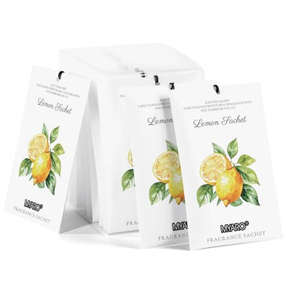 MYARO 12 Pack Lemon Scented Sachets, Closet Deodorizer Car Air Freshener - color: Lemon, size: 12 Packs