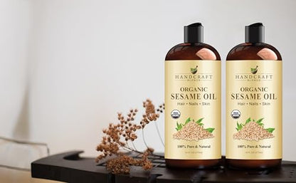 Handcraft Blends Organic Sesame Oil - 16 Fl Oz - 100% Pure and Natural - Premium Grade Carrier Oil for Skin and Hair - Hair and Body - Massage - Expeller-Pressed and Hexane-Free - size: 16 Fl Oz (Pack of 1)