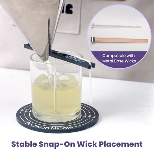 BOOWAN NICOLE Universal Wick Centering Setter Tool for Candle Making - Center & Set Wicks in 1 Second, Wick Holder for Most Candle Jar & Refill Sizes (A0352), Black - size: A0352*1