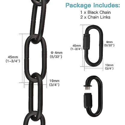 Helunsi Industrial Lighting Chain, 6 Feet Black Light Fixture Chain - color: Black