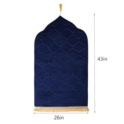 JE JOUE Prayer Rug Muslim Mat Islamic - Thickening Sponge Muslim Rug for Men Women Eid Travel Ramadan, Soft Luxury Great for Knees and Forehead （Blue） - color: Blue