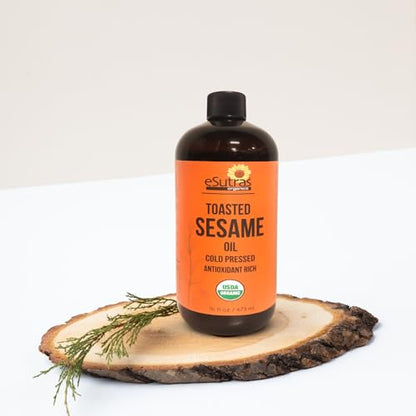 Toasted Sesame Oil Organic 16 Oz Artisanal, Great for Stir Fry, Curries Noodles, or As A Marinade