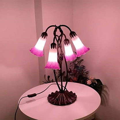 Bieye LS03 Lily Flower Blown Glass Lampshade (White Purple, Opening I.D. 1.26" x O.D. 1.5") - color: White Purple, size: Large I.D. 1.26" x O.D. 1.5"