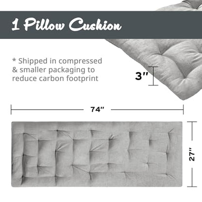 Intelligent Design Foldable Lightweight Lounge Floor Pillow 27" x 74" Grey - color: Gray