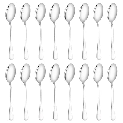 16 Pcs Dinner Spoons Set, 7.32" Tablespoons Set Spoons Silverware 304 Premium Food Grade Stainless Steel Spoons Kitchen Dessert Spoon Set Mirror Finish & Dishwasher Safe,Use for Home,Restaurant
