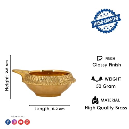 SATVIK Set of 4 - Pure Brass Kuber Diya for Diwali Decoration | Traditional Puja Oil Lamp for Home Temple | Brass Diya for Diwali Pooja & Festive Use - style: SET OF 4