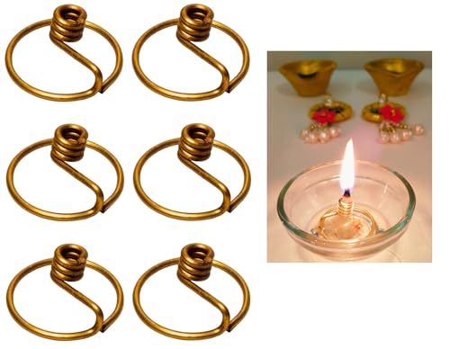Niranjan Kadi Brass Ring Wick Holder for Diya Bati Oil Lamps (Round Shape) for Pooja Deepam Deepak Cotton Samai Kuthu Vilakku Thiri Stand (6)
