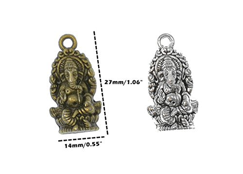 ALIMITOPIA 30pcs Ganesha Religious charm Pendant for DIY Jewelry Making Accessories