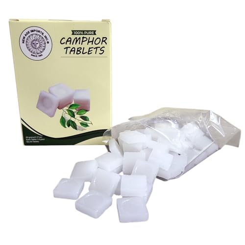 Camphor Tablets 90 Grams Pack Inscent | Premium Quality Refined Camphor Blocks 100% Natural for Incense, Insenses Aromatherapy, Odor Eliminator, Puja, Alcanfor by New Age Imports, Inc.® - size: 90 grams