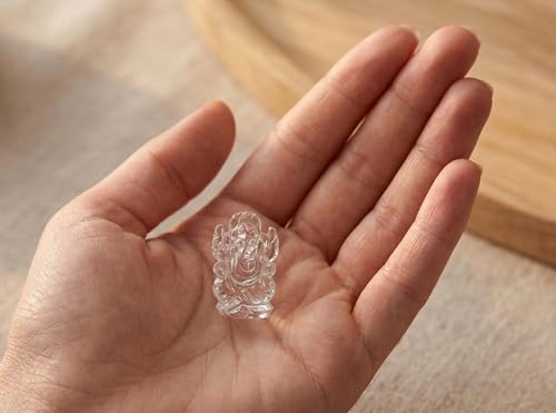 Ganesh Statue Natural Crystal Quartz Gemstone Ganesha Success and Good Luck Crystal Sculpture Pocket Size Ganesha Statue - color: Crystal Quartz Ganesh