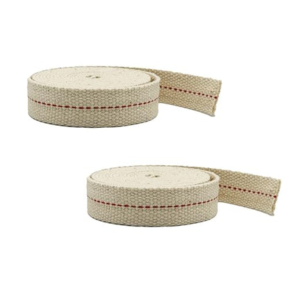 Light of Mine - 3/4" Inch 6' Foot, 100% Cotton Flat Wick - 2 Pack, for Paraffin Oil, Kerosene Based Lanterns, and Oil Lamps with Genuine Red Stitch (3/4" - 6' Roll, 2 Pack) - size: 3/4" 6 foot - 2 Pack