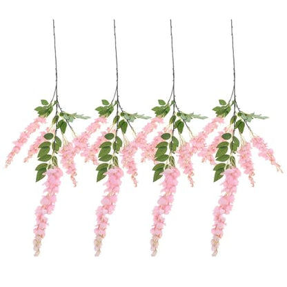 4pcs 47.2in Artificial Fake Wisteria Hanging Flower Garland Silk(pink) - color: Pink