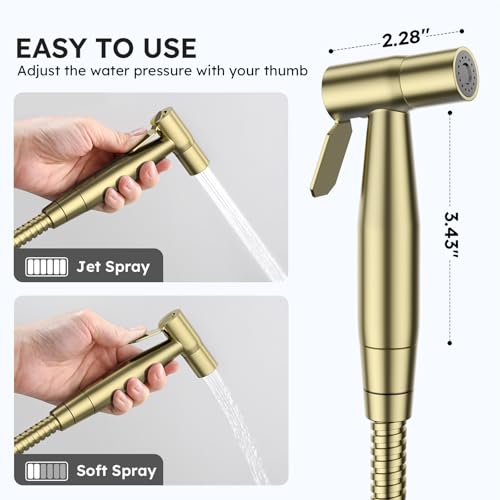 Arofa Handheld Bidet Sprayer, Bidet Attachment for Toilet, Brushed Gold - color: Gold, size: 1 Pack