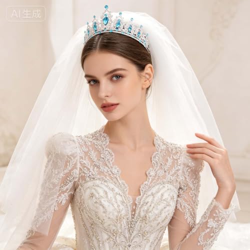 Kamirola Tiaras and Crowns for Women,Tiaras Earrings Necklace, Crystal Bridal Jewelry Set, Costume Party Halloween Prom Pageant Jewelry for Women(TR45) - color: Lackblue