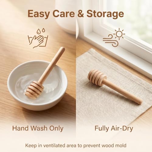 25PCS Wooden Honey Dipper Sticks, 3 inch Mini HoneyComb stick