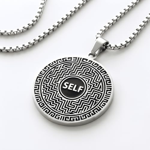 1" Stainless Steel Necklace Charms | Third Eye Vision | Peace Symbol | Finding Your Self | Yin & Yang | Moon Cat | Turtle Power | Flower of Life | | OM | Mystical Spiritual Protection, for Men & Women - style: Finding Your Self Silver