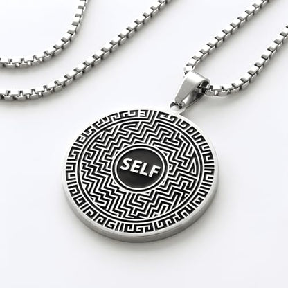 1" Stainless Steel Necklace Charms | Third Eye Vision | Peace Symbol | Finding Your Self | Yin & Yang | Moon Cat | Turtle Power | Flower of Life | | OM | Mystical Spiritual Protection, for Men & Women - style: Finding Your Self Silver