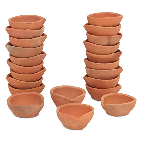 Clay Diya Diwali Diyas for Puja [33 Pcs] Diya Lamp for Pooja with Cotton Wicks - Diwali Decoration for Home - Mitti Earthern Terracotta Diya - Indian Gift Items Hashcart®