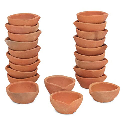 Clay Diya Diwali Diyas for Puja [33 Pcs] Diya Lamp for Pooja with Cotton Wicks - Diwali Decoration for Home - Mitti Earthern Terracotta Diya - Indian Gift Items Hashcart®