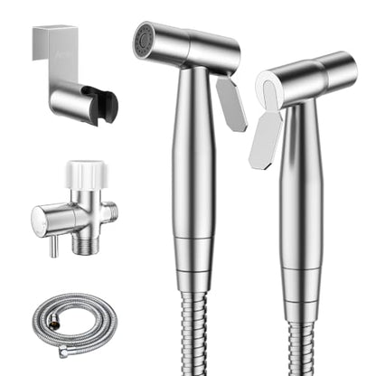 Arofa 2 Pack Handheld Bidet Sprayer for Toilet, Adjustable Water Pressure - color: Brushed Nickel, size: 2 Pack