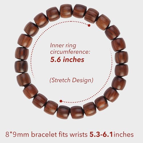 Prayer Bead bracelet Mala Beaded Bracelets for Men Women 12/15MM … - color: 8*9mm Barrel beads Black Rosewood