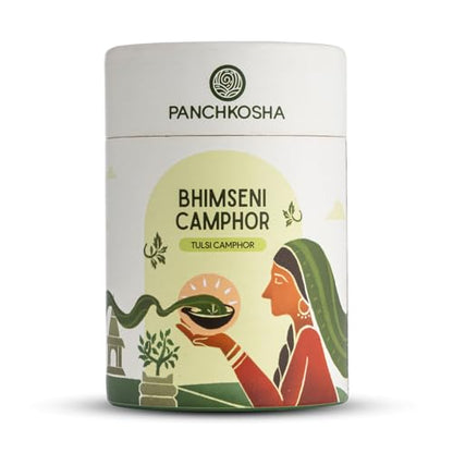 Bhimseni Camphor Tulsi Camphor for Pooja, Aarti & Meditation | Natural Aromatic Kapoor for Home Fragrance, Long Burning & Spiritual Ambience