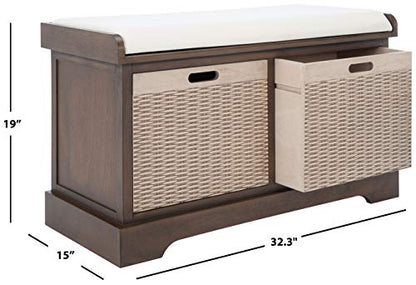 Safavieh Home Collection Landers Brown 2-Drawer/Cushion Storage Bench (Fully Assembled) BCH5702C - color: Brown