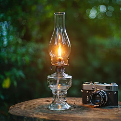 2 Pcs Oil Lamps for Indoor Use, Hurricane Kerosene Lamp, Transparent - color: Transparent