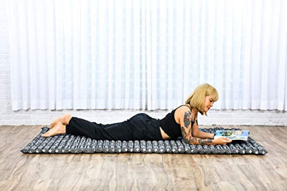 Leewadee Wide Thai Roll Mat 75 x 39 inches Kapok Firm - color: Cbt4 - Black, size: L: 75x39"