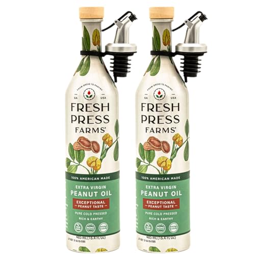 Fresh Press Farms Cold Pressed Extra Virgin Peanut Oil, 16.4 Oz (2-Pack)