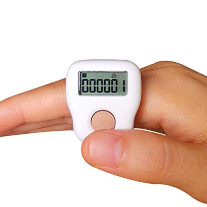 Rechargeable Silent Finger Counter 6 Channels Digital Tasbih Tally Clicker with LED for Prayer Knitting Sports Gift - color: White