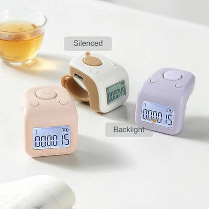 Rechargeable Silent Finger Counter 6 Channels Digital Tasbih Tally Clicker with LED for Prayer Knitting Sports Gift - color: Yellow X
