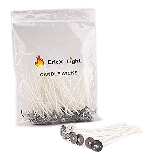 EricX Light 100pcs Candle Wick,3.5" Pre-Waxed Cotton Core for Candle Making - size: 3.5 inch