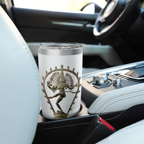 Hindu Shiva Nataraja Dancing Statue Stainless Steel Insulated Tumbler - color: White