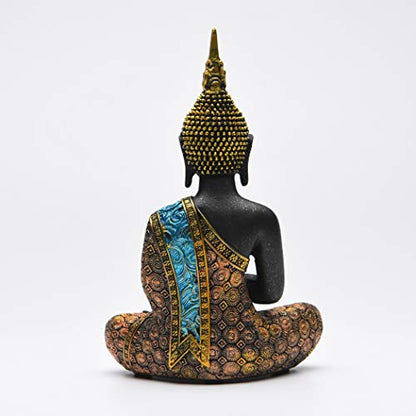 BRASSTAR Resin Thai Sitting Buddha Asian Statue Luck Wealth Sculpture - size: Small