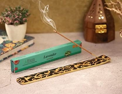 Bless-International Traditional-Handmade-Burner Wooden-Incense-Stick-Holder Ash-Catcher-Stand for-Aromatherapy-Meditation-Yoga (Beautiful Mind) 10 Inches, Pack of 1 - color: Beautiful Mind,10 Inch, size: One Holder