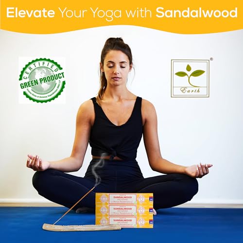 Satya Nagchampa Sandalwood Incense Sticks, Satya Bng (Bangalore) Insenses 15gmx3 Pack (45 GMS) with Raajsee Incense Holder Bundle, Satya Nagchampa Natural Incense - color: Sandalwood