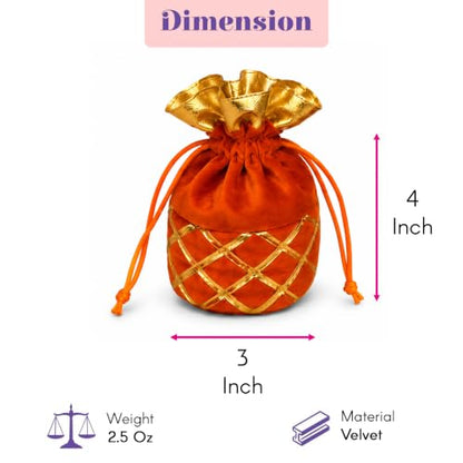 LOVENSPIRE Varalakshmi Vratham Gift Hamper Navaratri Vratha Hindu Religious Teej Karva Chauth Sankranti Pooja Housewarming Return Gifts - Potli Bags Haldi Kumkum Pack & Holder Lakshmi Feet Bindi