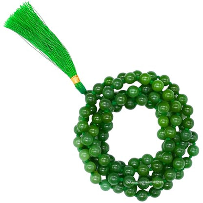 Amazing Gemstone Japa Mala 108 Prayer Beads Necklace and Wrist Mala Bracelet for Meditation - color: Green Aventurine, size: Hand Knotted