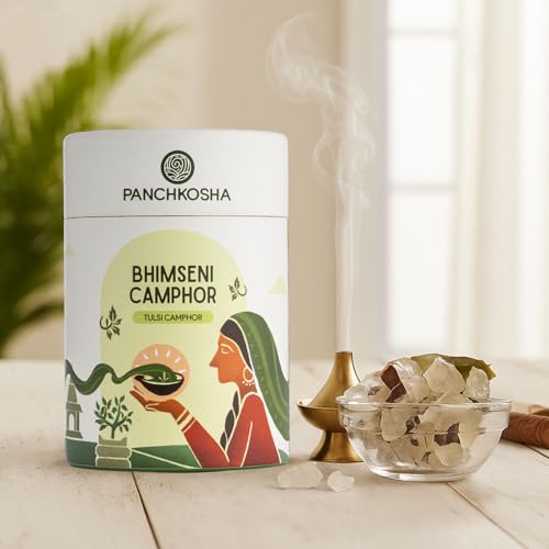 Bhimseni Camphor Tulsi Camphor for Pooja, Aarti & Meditation | Natural Aromatic Kapoor for Home Fragrance, Long Burning & Spiritual Ambience