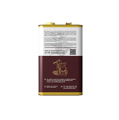 Rigel Spices | Naturally Milled Cold Pressed Sesame Oil in a Eco-Friendly Tin 169 fl oz(5L Tin) | No Preservatives - size: 169 Fl Oz (Pack of 1)