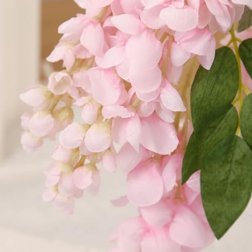 4pcs 47.2in Artificial Fake Wisteria Hanging Flower Garland Silk(pink) - color: Pink