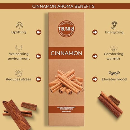 Cinnamon Incense Sticks - Pack of 100 Insence-Sticks - Incienso De Canela Made with Natural Inscent Ingredients - Scented Insense Non Toxic Incents - color: Cinnamon