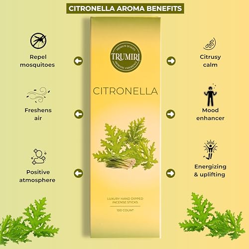 Citronella Incense Sticks - Pack of 100 Insence-Sticks - Made with Natural Citronela Oil - Scented Insense Outdoor Inscents Non Toxic Incents - color: Citronella