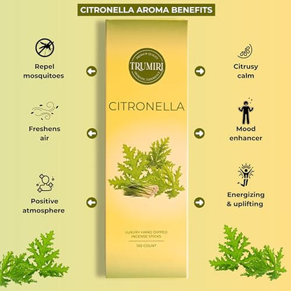 Citronella Incense Sticks - Pack of 100 Insence-Sticks - Made with Natural Citronela Oil - Scented Insense Outdoor Inscents Non Toxic Incents - color: Citronella